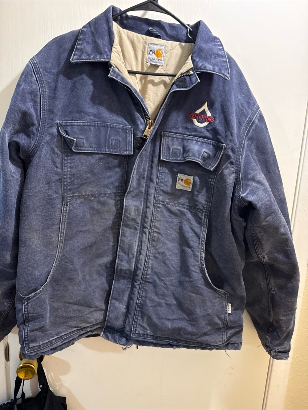 Carhartt FR  Blue Work Jacket with Whiting Patch